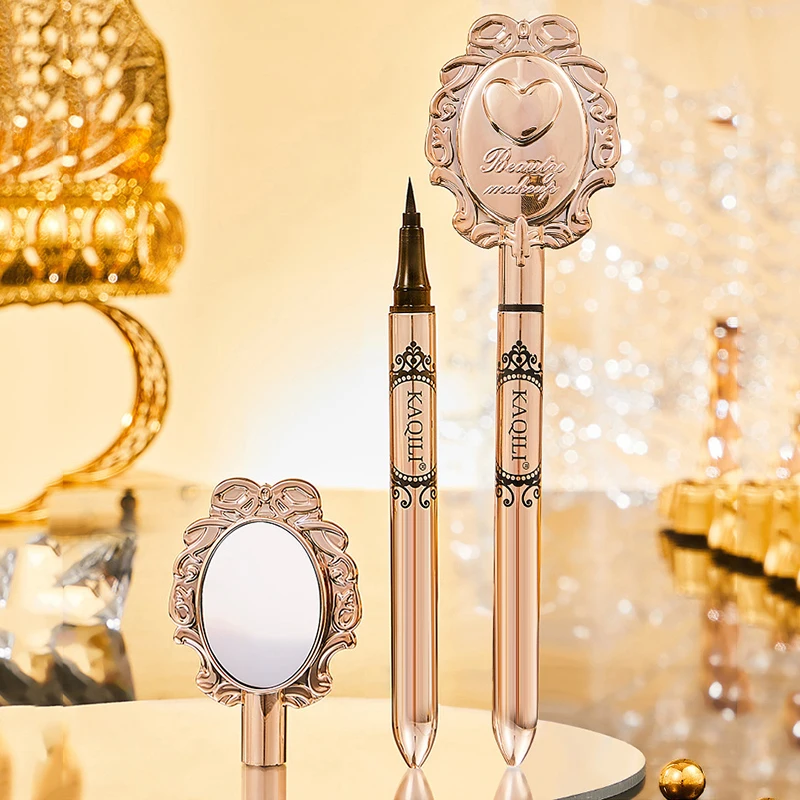 Crayon Eyeliner fin et doux avec miroir, séchage rapide, longue durée, noir, imperméable, maquillage coréen, outil de cosmétiques de beauté