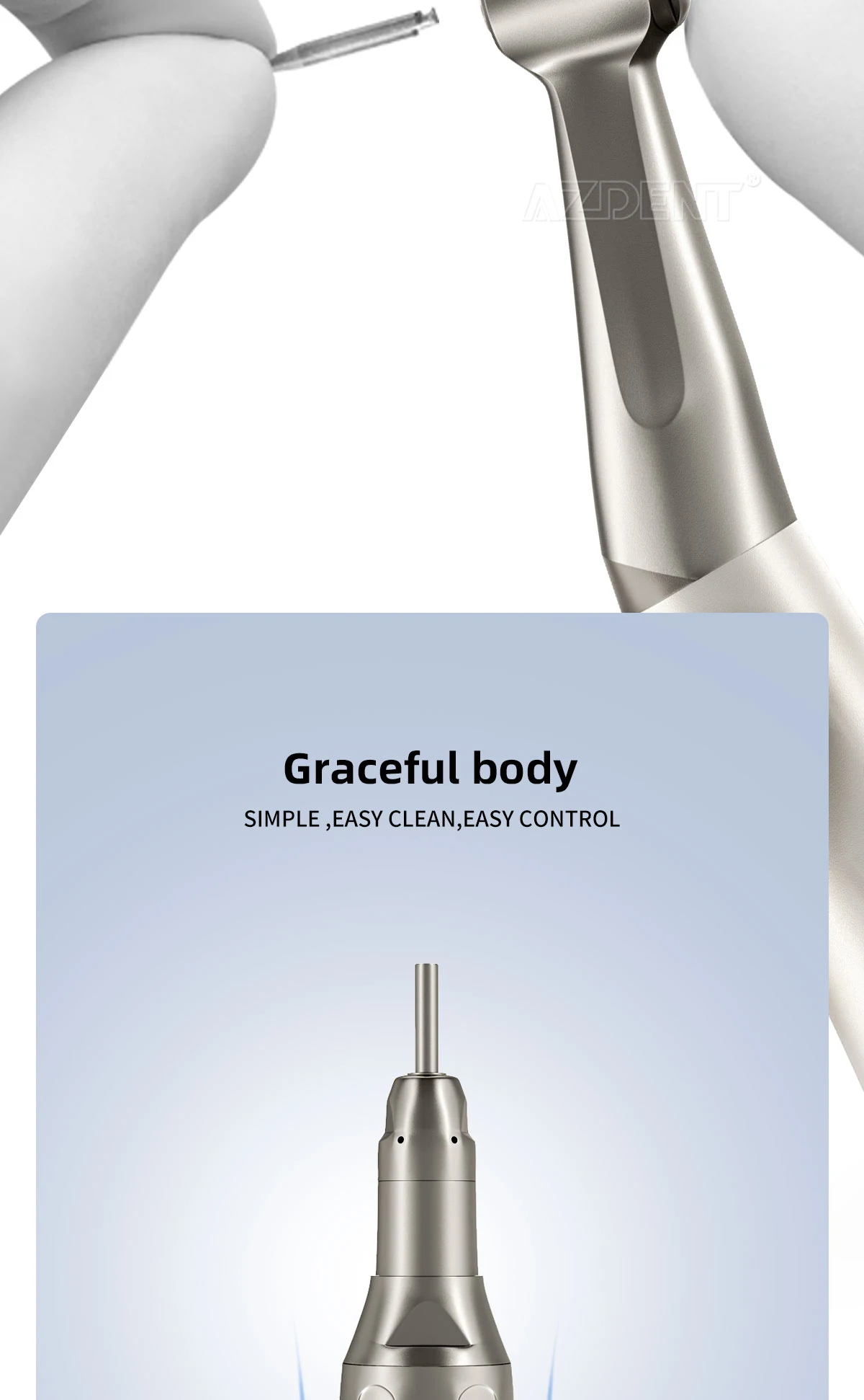 AZDENT Dental-Set mit langsamer Drehzahl, Winkelstück, gerader Luftmotor, 2/4-Loch-Druckknopf, externer Sprühvorrichtung, Zahnarztwerkzeug – Detail 4