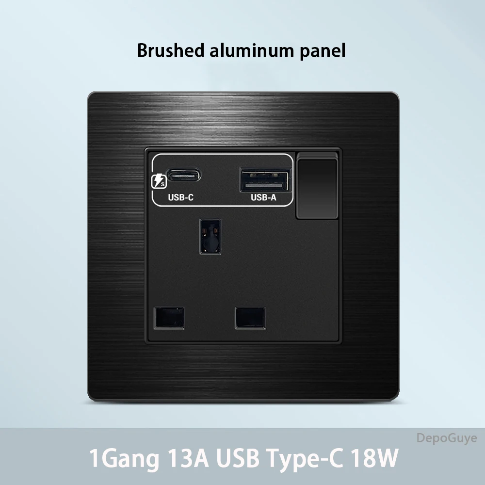 Variant: 1Gang 13A USB C 18W