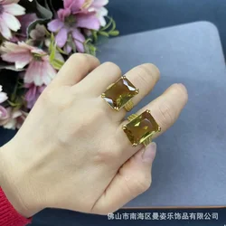 Turkey imported  stone sultan stone copper plated with 18K real gold zircon living ring French magic stone