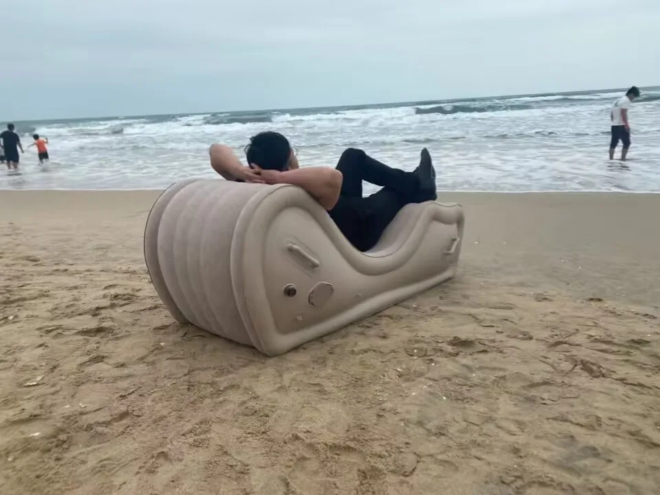 Portable Modern Inflatable Large Sofa Beds For Travel Folding Lounge Chair With Arm For Camping Beach Outdoor Garden Furniture