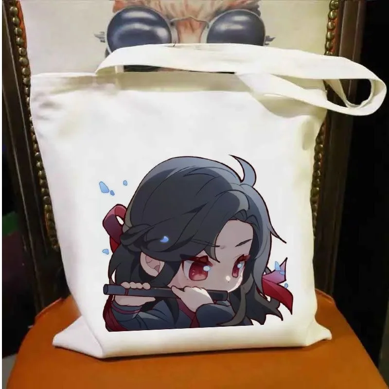 سلف طريقة الشيطان اسم مشترك حقيبة قماش قنب لطيف Q الكرتون حمل حقيبة أنيمي ins طالب حقيبة كتف المد