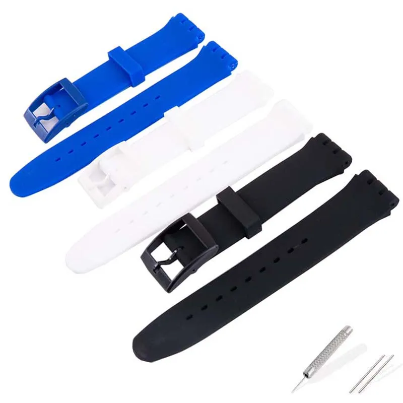 Accessori per cinturini per orologi in silicone per studenti compatibili con cinturino per orologi Swatch 17mm 19mm cinturino sportivo in gomma per uomo e donna