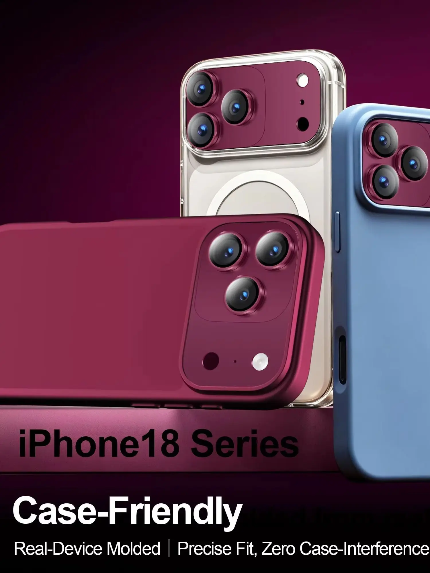 3/2/1 Stück mattierter Kameraobjektivschutz für iPhone 18 Pro Max 18 17 Pro, einteiliges Metallglas, original, offiziell, Burgunderrot