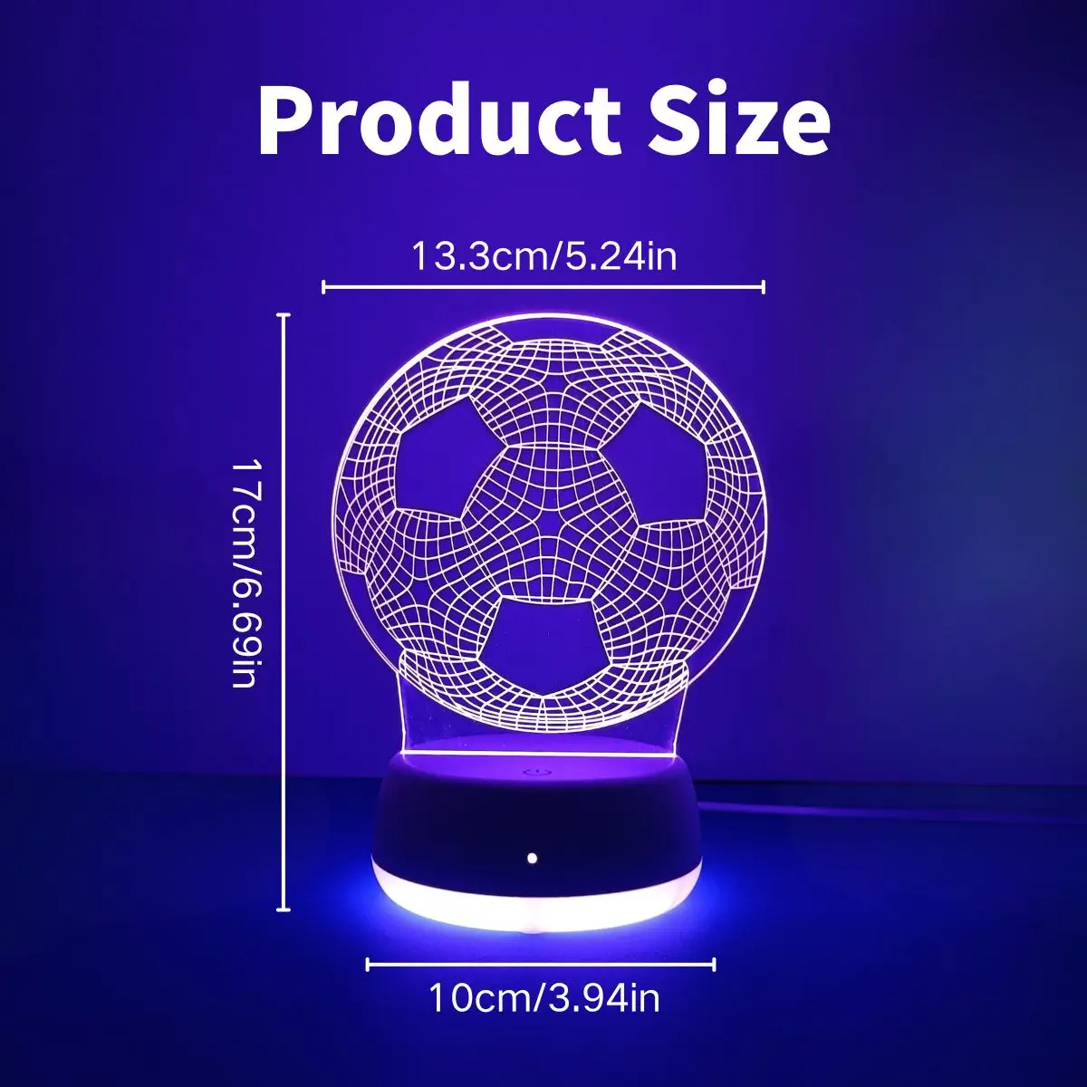 1pc football themed colorful 3D night light, USB powered touch switch seven color base, a great ideal gift