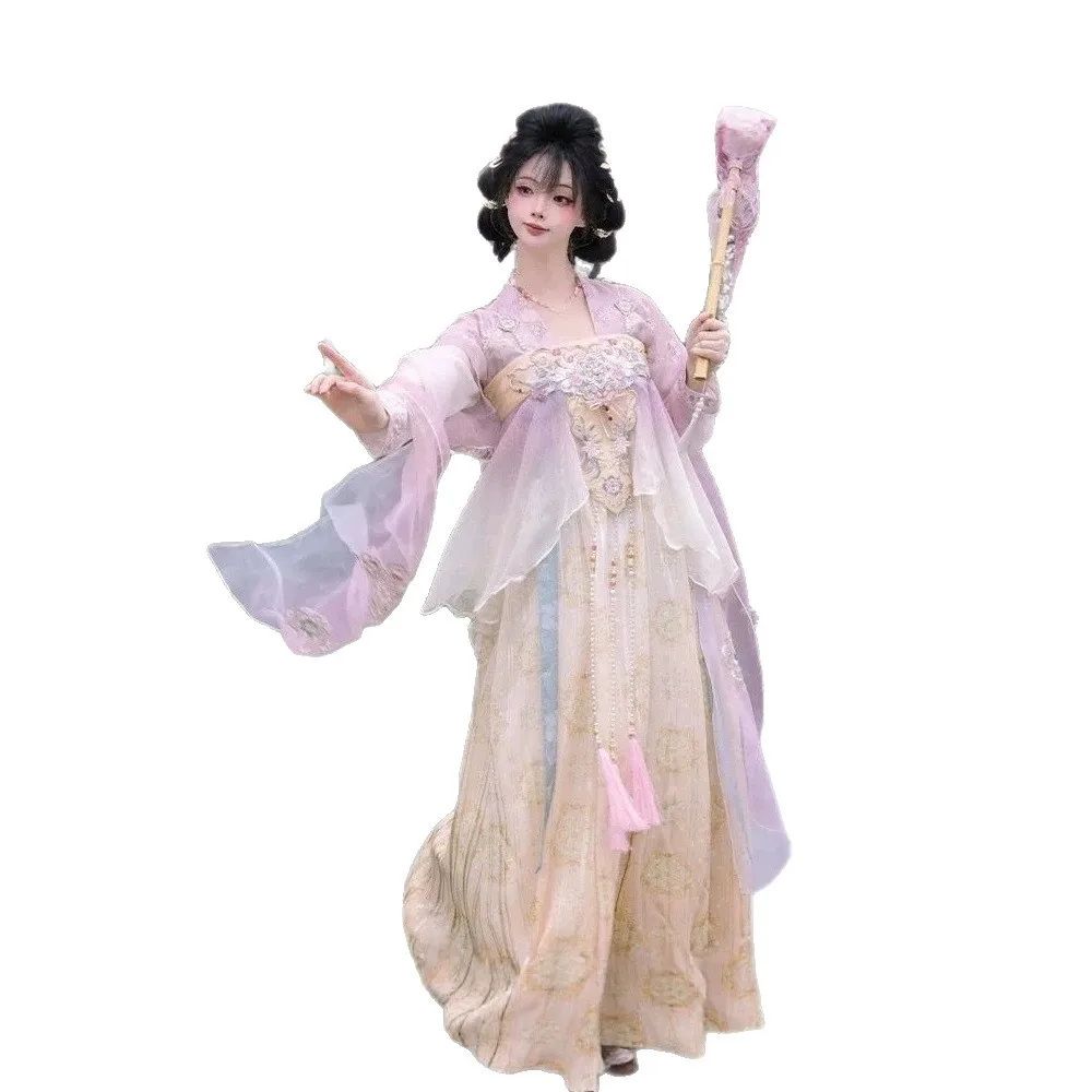 Embroidery Heavy Industry Chest-length Tang-made Daily Xianqi Big Sleeve Hanfu Spring and Summer New Suit Spring and Autumn