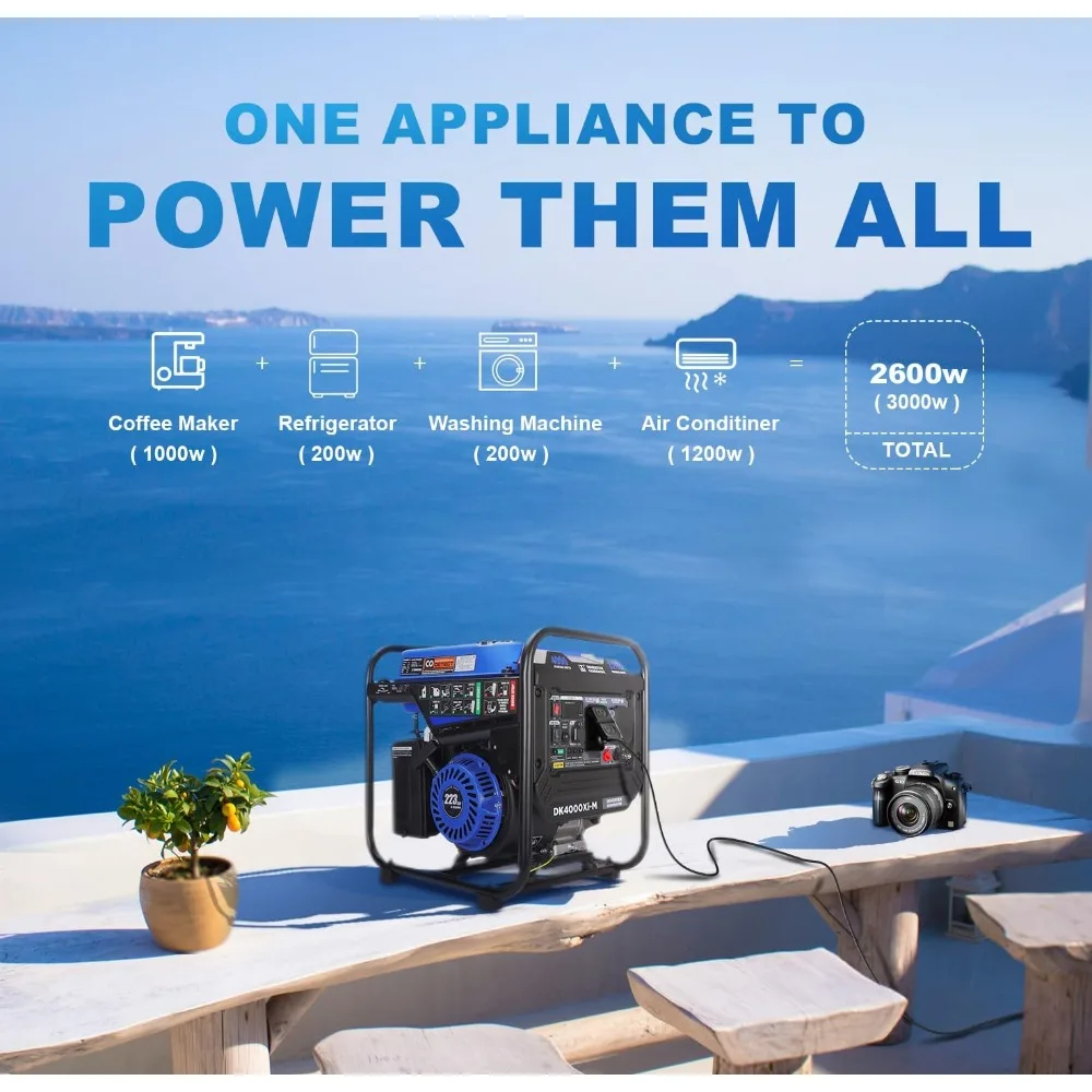 4000W Inverter Generator, Open Frame & Lighter Design, Parallel Readiness,30 Amps, for Camping Jobsite ,Generator