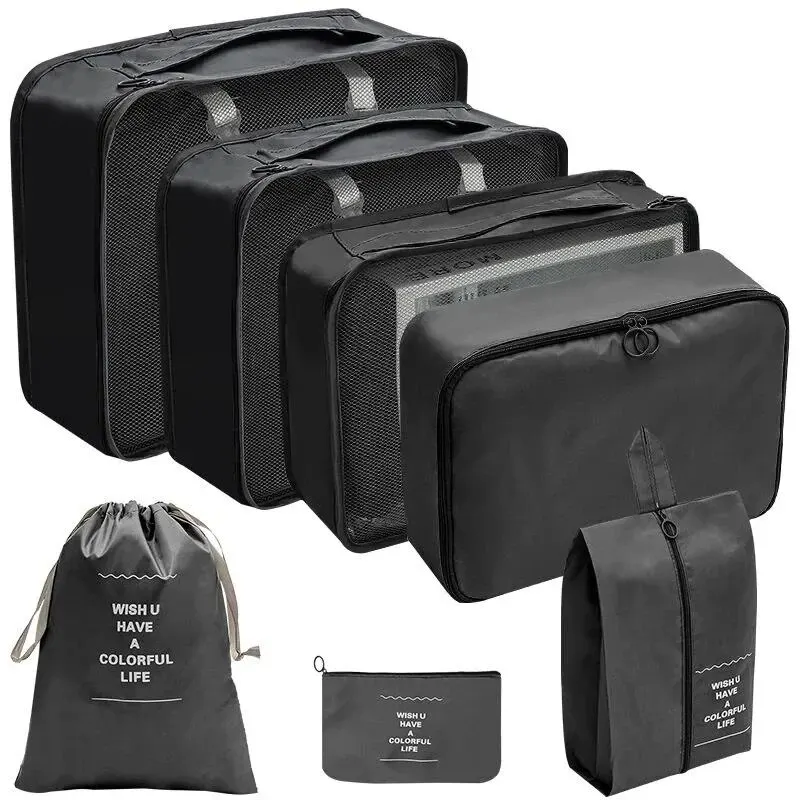 7/10 Teile/satz Reise Veranstalter Lagerung Taschen Koffer Verpackung Würfel Fällen Tragbare Kleiderschrank Gepäck Kleidung Schuh Beutel Falten