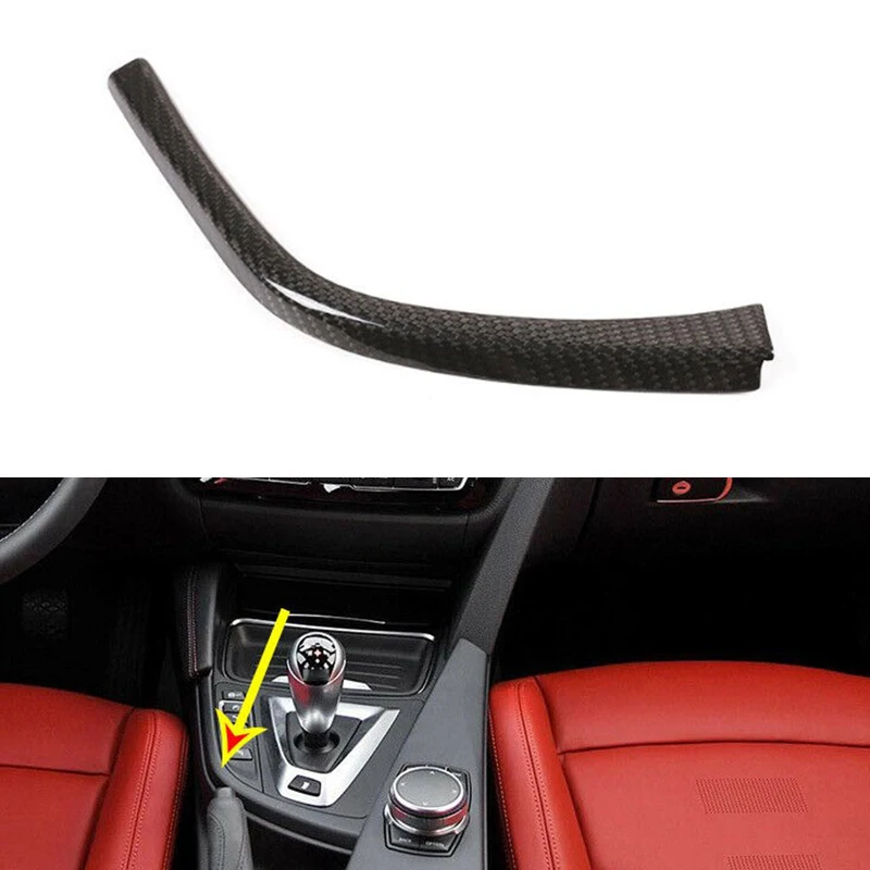 beler Carbon Fiber Gear Shift Panel L Shape Cover Trim Side Strip Fit For BMW M3 M4 F80 2014 2015 2016 2017 2018