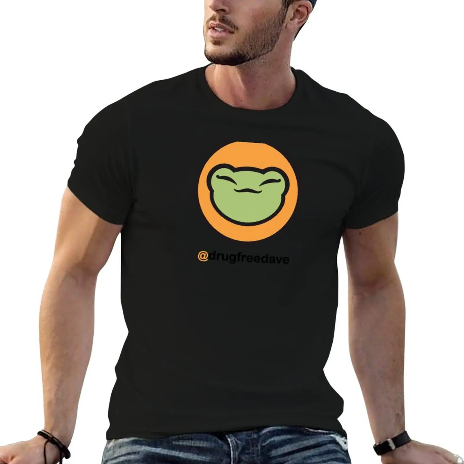 Drugfreedave Frog Logo (Back Print / Orange) T-Shirt t shirts for man graphic funny man t shirt heavy cotton T-Shirt
