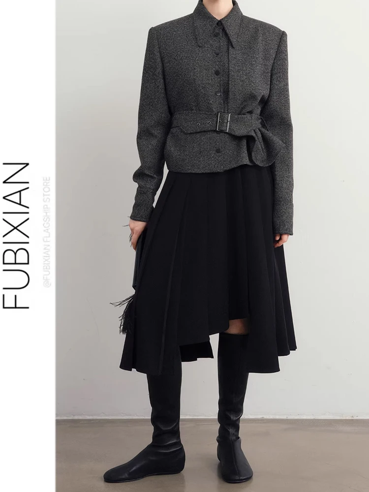 

Повседневная женская юбка миди с высокой талией, новая весенняя коллекция, универсальная, приталенная, простая, модная, плиссированная, асимметричная юбка для женщин