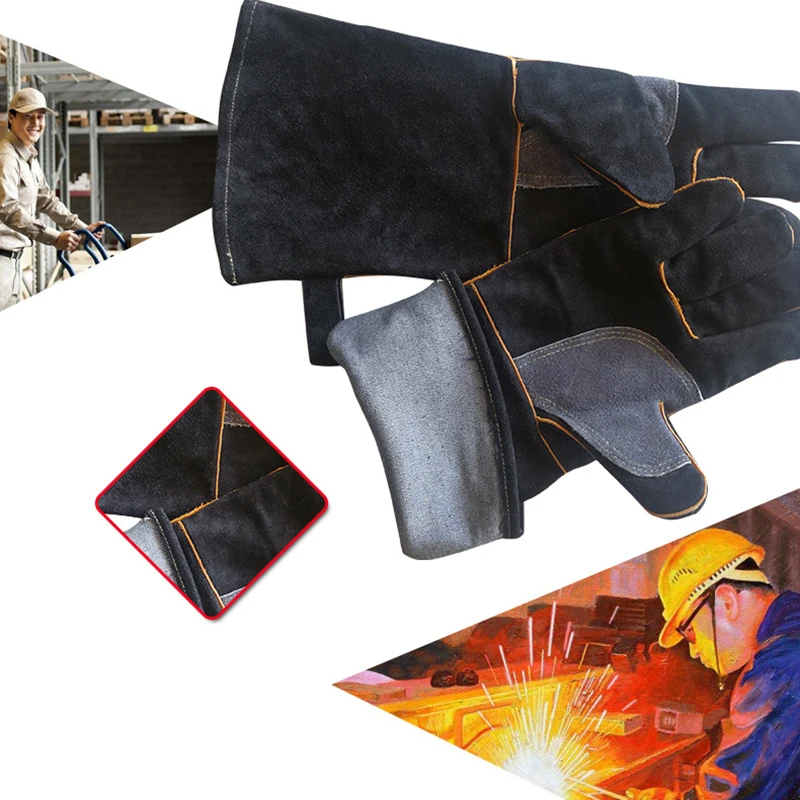 Extreme fire and heat resistant gloves, leather with kevlar stitching, perfect for fireplace, stove, oven, grill, welding, barbe