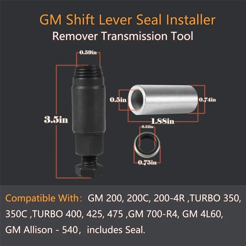 TENG MILE 4pcs/set Shift Lever Seal Installer Remover Transmission Tool For GM Turbo 400 350 300 700-R4 4L60 Includes Seal