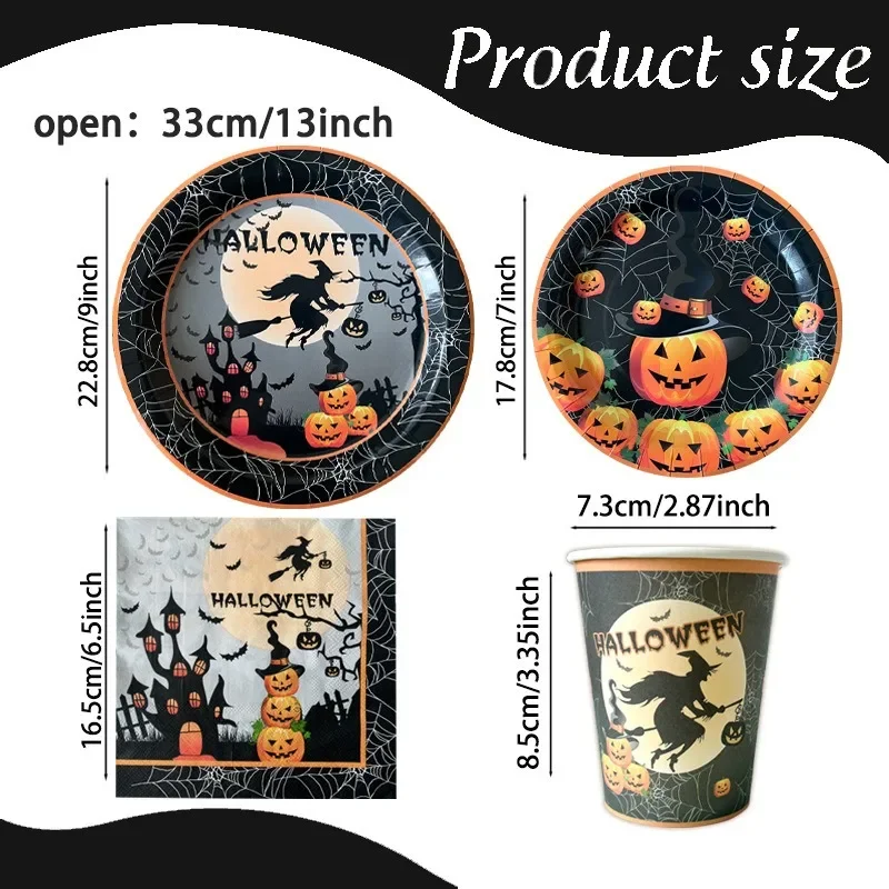 

20Pcs/ Pack Halloween Themed Party Decorations Holiday Party Paper Plates Cupcakes Fruit Food and Drinks To Entertain Guests New