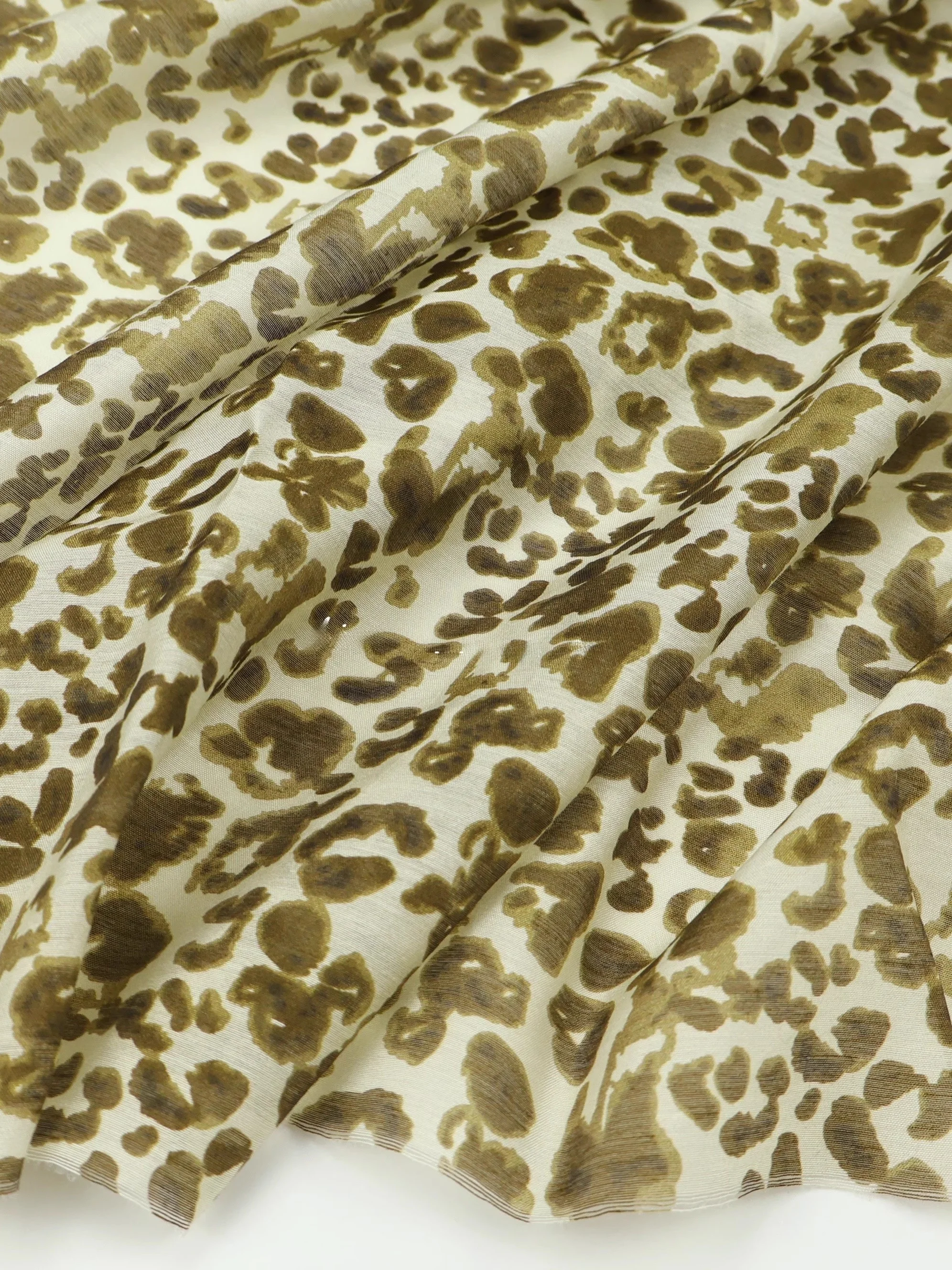 Tela de Lino y Seda con Estampado de Leopardo Marrón Claro, Agradable al Tacto, para Confección de Vestidos, Manualidades, Decoración del Hogar, Diseño Profesional, Verano