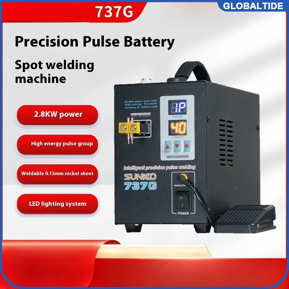

SUNKKO 737G аккумуляторный аппарат для точечной сварки 2,8 кВт, мощный автоматический аппарат для точечной сварки для литиевых батарей 18650, импульсные точечные сварки