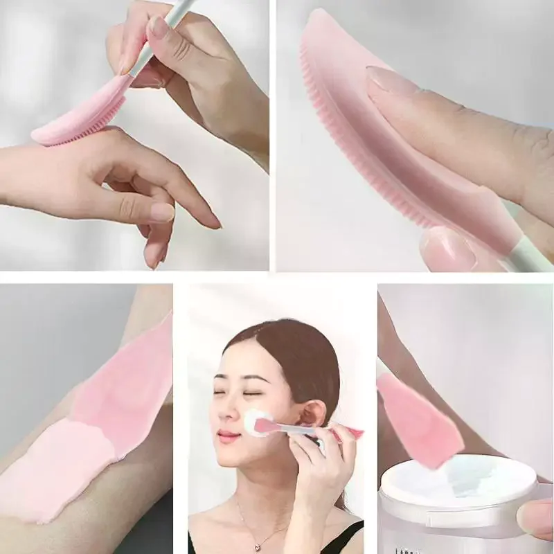 مزدوج الرأس قناع الوجه فرشاة سيليكون قضيب ملعقة ملعقة اثارة عصا النساء الجلد الوجه التطهير الرعاية أدوات ماكياج المنزل