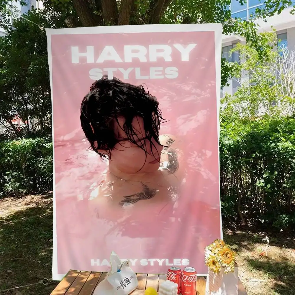 HD Sticker Singer H-Harry S-Styles Banner Art Printing Japanese Wall Flag Anime Wall Hanging Home Decor