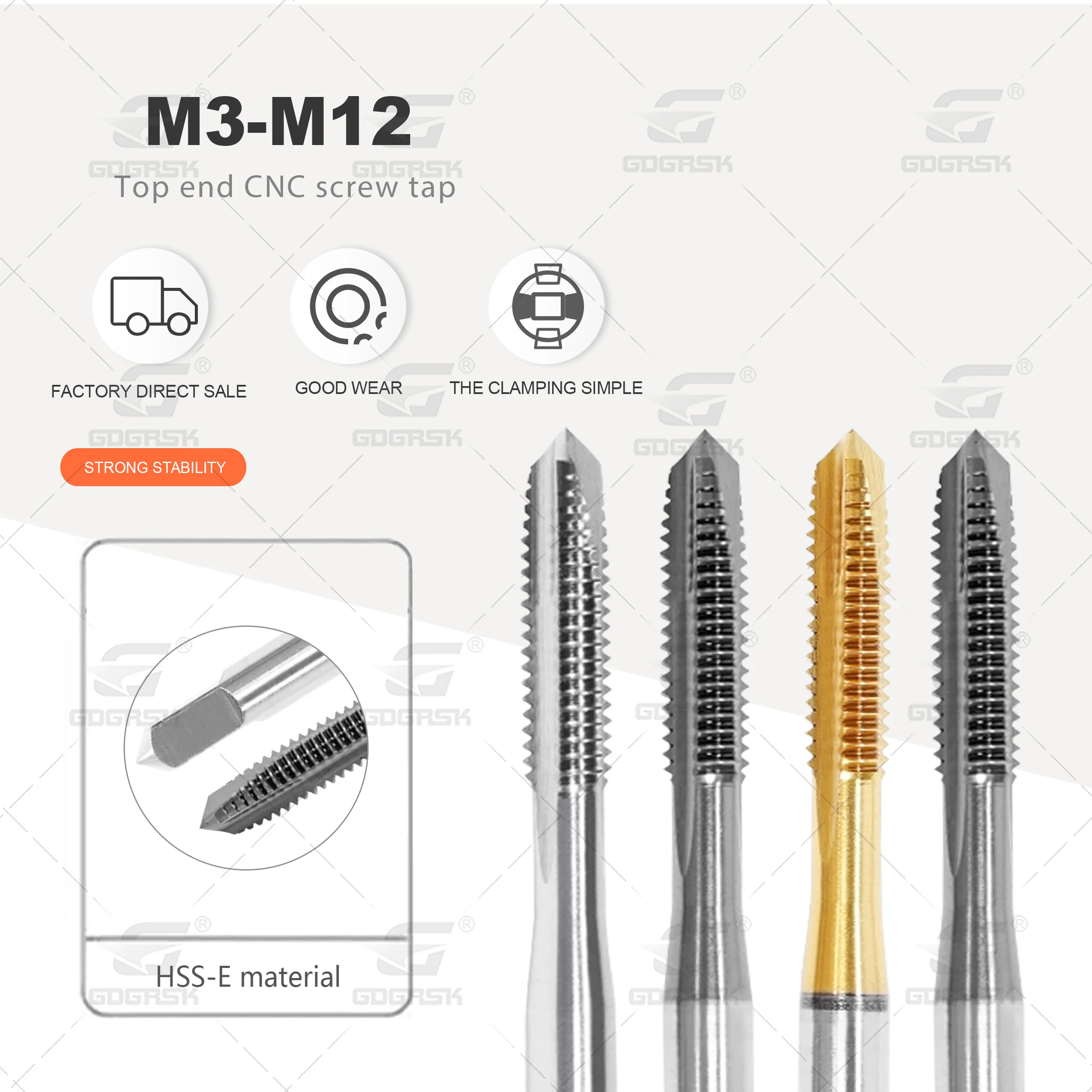 

DESKAR CNC Snail Tip Tap M3/M4/M5/M6/M8/M10/M12 Top Straight Groove Tap M3x0.5 M12x1.75 CNC Machining Center Spiral Pointed Tap