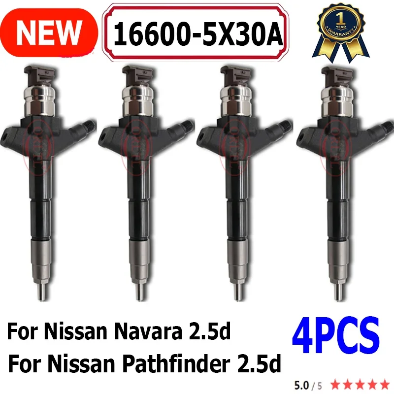 4PCS 16600-5X30A Common Rail Injector 166005X30A NOZZLE 16600 5X30A For Denso Nissan NAVARA NP300 Pathfinder Armada 2.5 dCi