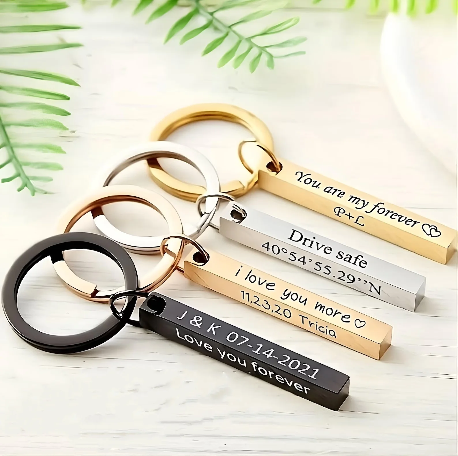 

Personalised Bar Keychain Engraved Keyring Personalised Bar Keyring gift Drive Safe Keychain Personalised Valentine's Gift