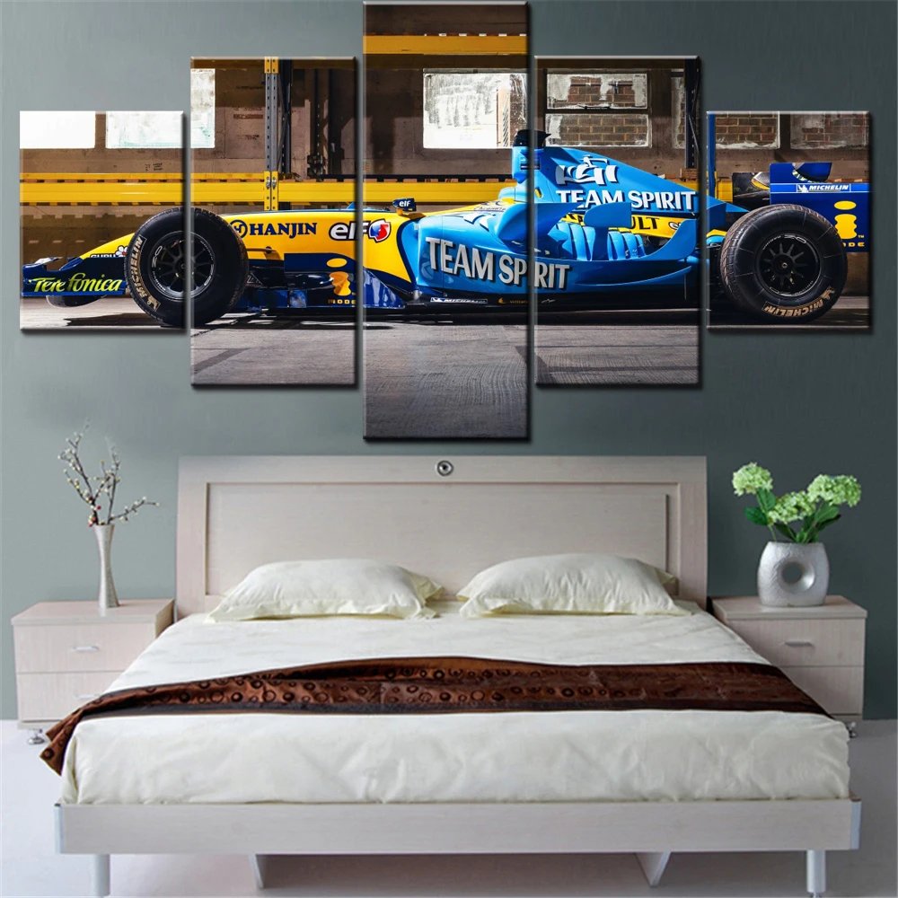 Canvas Painting 5 Pieces Speed Formula 1 Racing Car Bedroom Home Decor Wallpaper Artwork For Living Room Interior Artwork