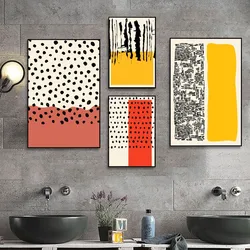 Mid Century Modern Color Blocks Line Poster Kraft Club Bar Paper Vintage Poster Wall Art Painting Bedroom Study Stickers