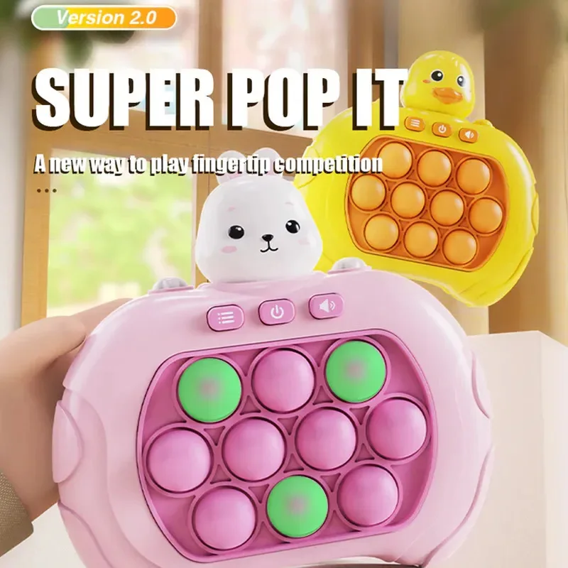 Original Quick Push Game toys Pop Up Fidget Bubble Electronic Pop Game Light Anti-Stress Toys For Adult Child Gift