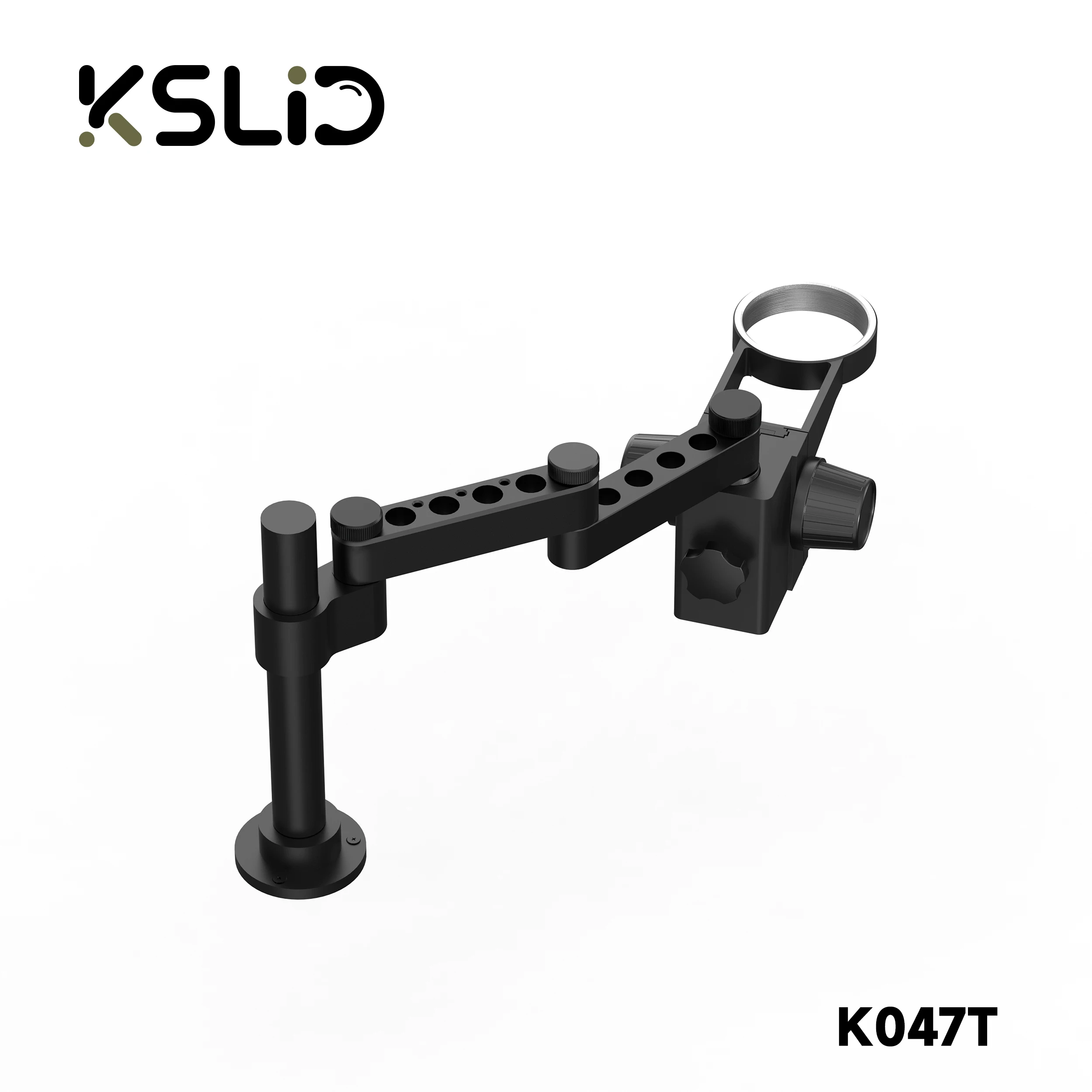 KSLID 7050T-K047 กล้องจุลทรรศน์ขาตั้งออกแบบไขควงตําแหน่งรูสะดวกตําแหน่งการทํางานใดๆ,360 °   หมุนหน้าหลัง
