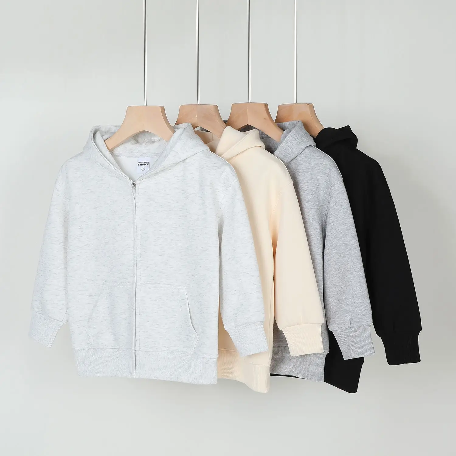 Child Hoodie Autumn Zip-Up Solid Color Hooded Sweatshirt Children Sweatshirt Student Hoodie Casual Loose Long Sleeve Pullover