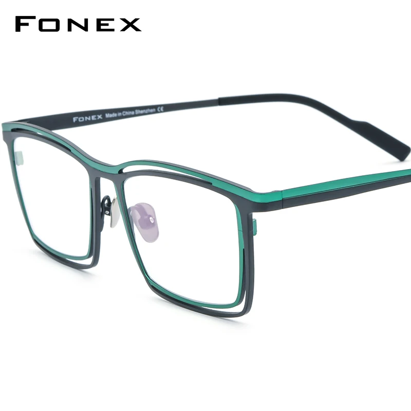 

FONEX Titanium Eyeglasses Frame Women Retro Square Glasses Men's Vintage Matter Color Eyewear F85765