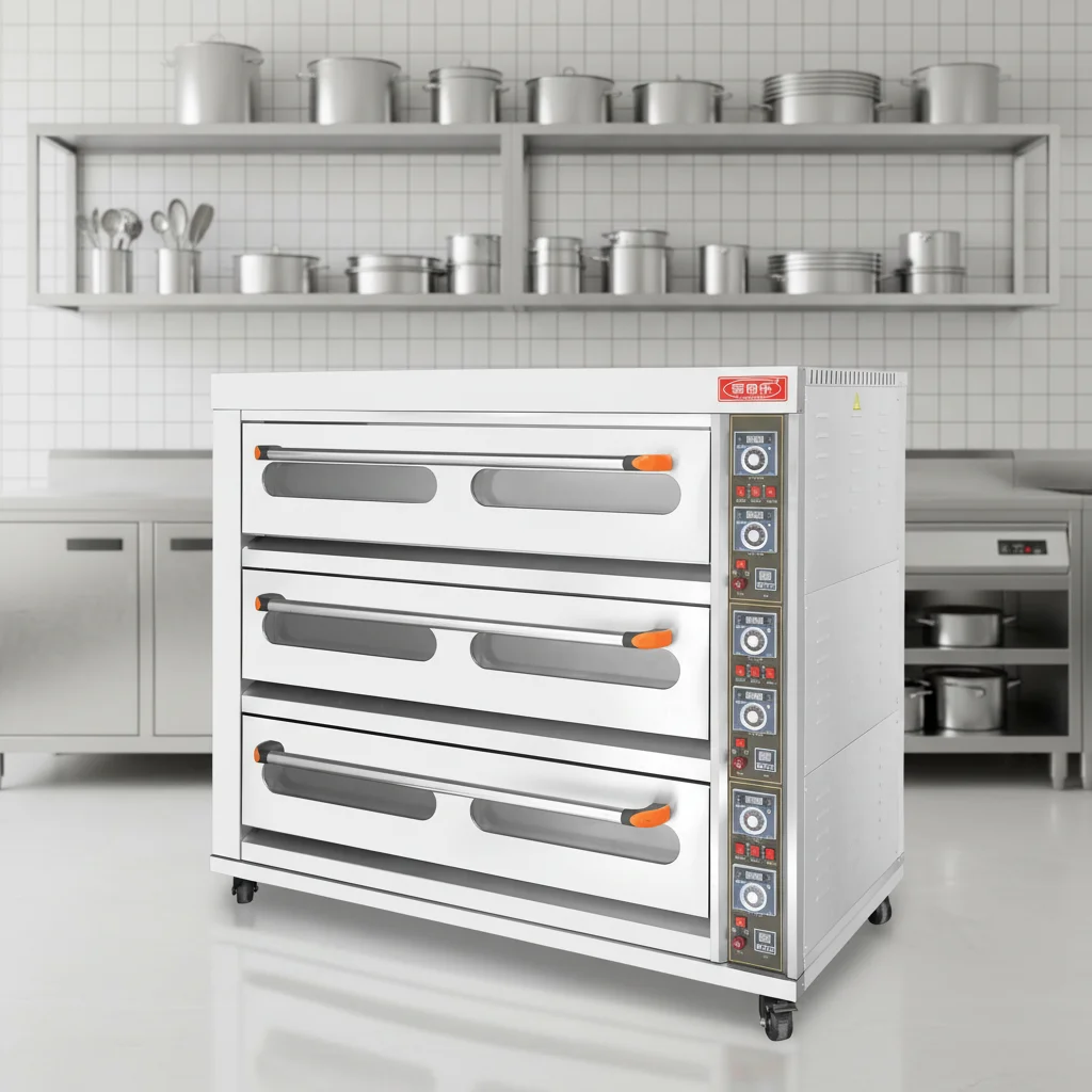 3 Deck 9 Trays Electric Deck Oven for Pizza and Bread 27kw Power 380V Voltage Commercial Use