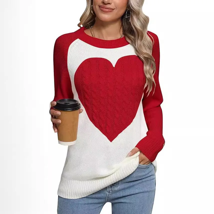 New Cross border Women's Clothing for Foreign Trade, Amazon AliExpress Knitted Sweater, European and American Autumn/Winter Love