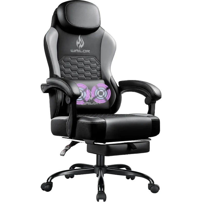 

Gaming Chair with Massage and Packet Spring Cushion,Ergonomic Gamer Chairs for Adults with Footrest 300lbs,High Back Gamer Leath