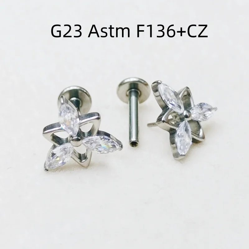 10pcs Body Jewelry G23 Titanium Astm F136 Lip Labret Bar Ear Helix Tragus Rook Barbells Stud Piercing Jewelry Push In Styl