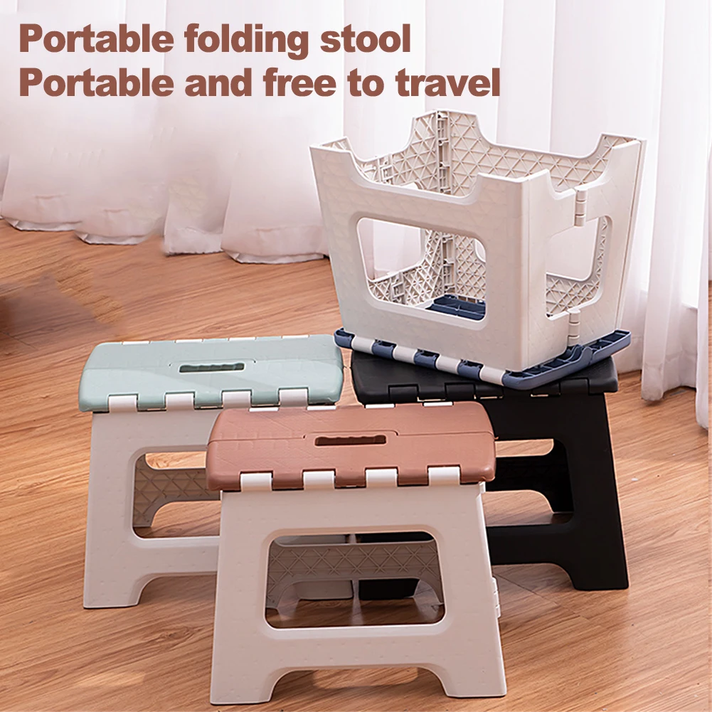 1X المحمولة كرسي بلا ظهر قابل للطي تصميم مريح قوي للمطبخ الحمام في الهواء الطلق استخدام طوي خطوة البراز خفيفة الوزن عدم الانزلاق #2