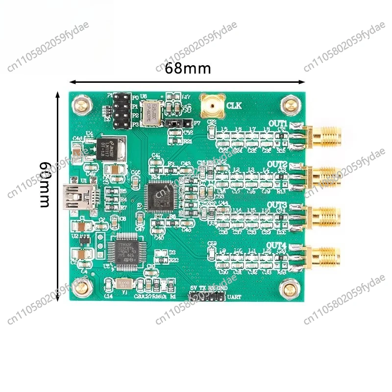 AD9959 Four-Channel DDS Signal Generator Module, RF Source, Frequency Sweep, Serial AT Command Output