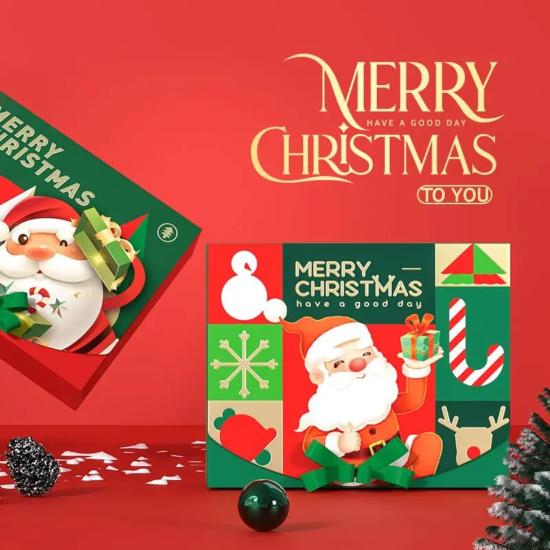 Stobag 4/12pcs Marry Christmas Gift Packaging Box With Handle Santa Claus Candy  friend's Holiday Happy New Year Party Favors