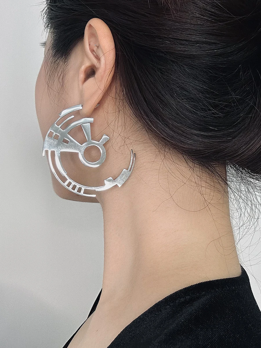 Jewelry, Cyberpunk Metal Gear, Stud Earrings, Punk Copper Alloy, Women's Carnival Celebration Gift