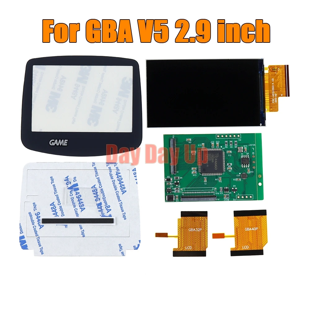 1set 2.9 inch LCD V5 Levels For GBA IPS Backlight LCD Display Screen Adjustable Brightness For GameBoy Advance V5.0