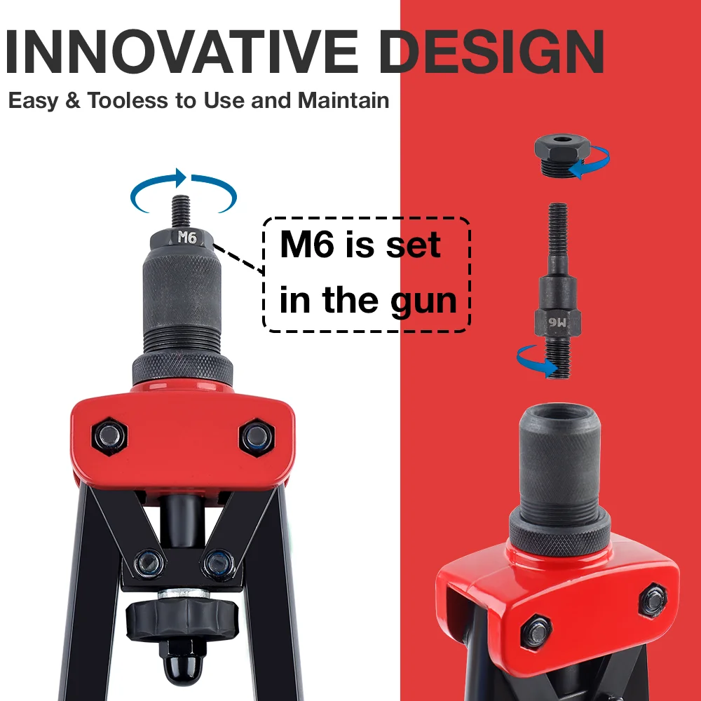Insert Type Manual Rivet Nut Gun, Suitable For M3 M4 M5 M6 M8 M10 Nuts, Including Wrench And Tool Box, Rivet Nut Tool Set
