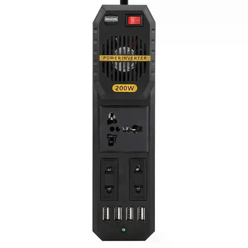 1Pcs 200W Car Inverter DC 12V To AC 220V 4 USB Fast Charging Socket Power Adapter Power Supply