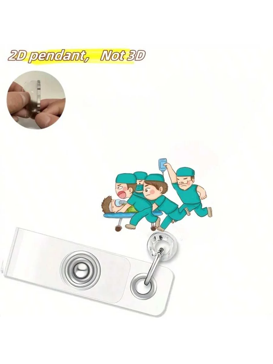 1pc nurse design Retractable Badge Reel - Durable Acrylic ID Holder for Nurses, Office Workers & Students,