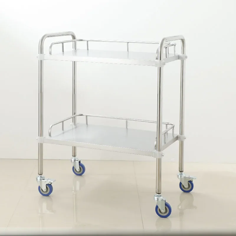 Nordic Stainless Steel Salon Trolley Barber Shop Medical Tool Trolley Minimalist Salon Furniture Hospital Mobile Storage Trolley