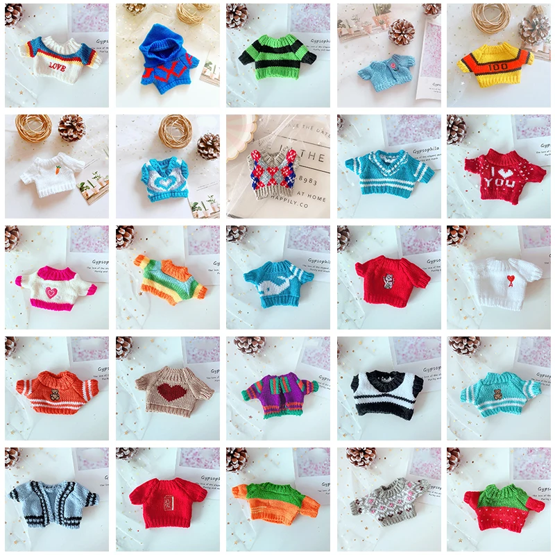 

1PC Doll Clothes For 20cm Idol Dolls Accessories Plush Doll's Clothing Sweater Stuffed Toy Dolls Outfit For Korea Kpop EXO Dolls