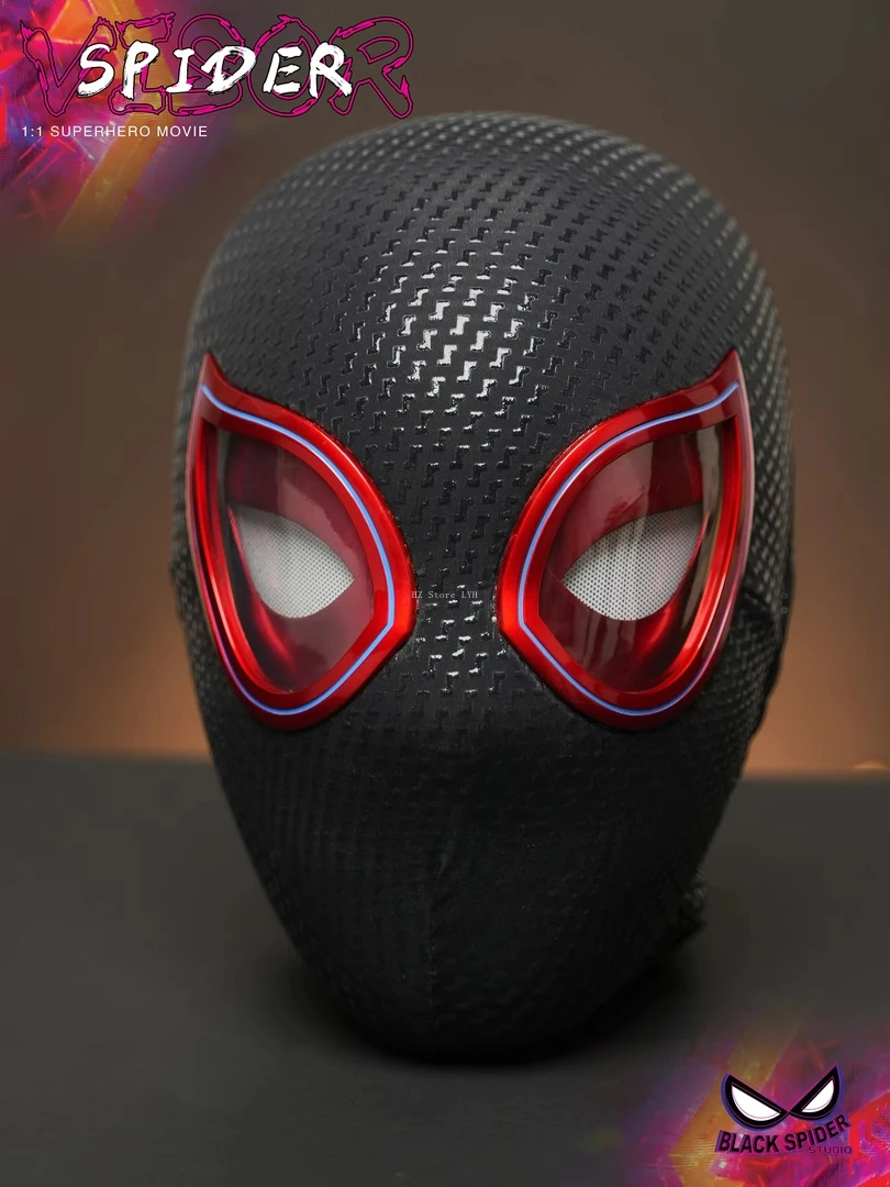 1:1 Miles Morales Mask with Movable Eyes Mascara Electric Gwen Spider Helmet Ring Control Halloween Cosplay Mask Toy Man Gift