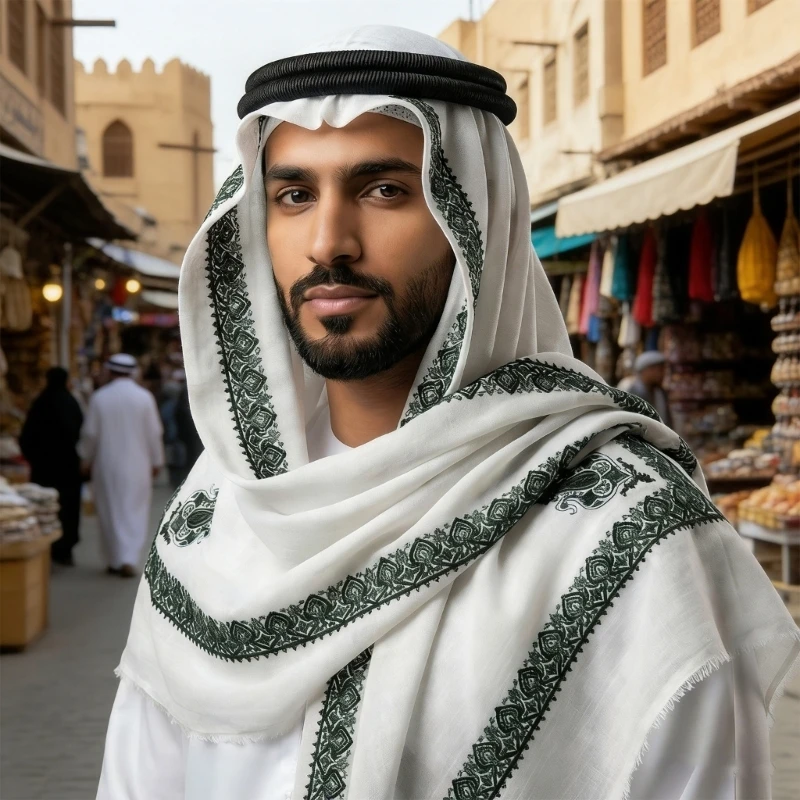 140cm Arabian Theme Shemagh Hijab Scarf Comfortable Desert Shawl Headwrap For Arab Men Everyday Wear Headcover Hat 10CD