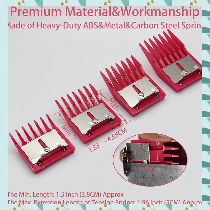 

A71P 4 Pieces Professional A5 Style Hair Clipper Attachment Guard Guide Cutting Combs Set Compatible Oster Classic