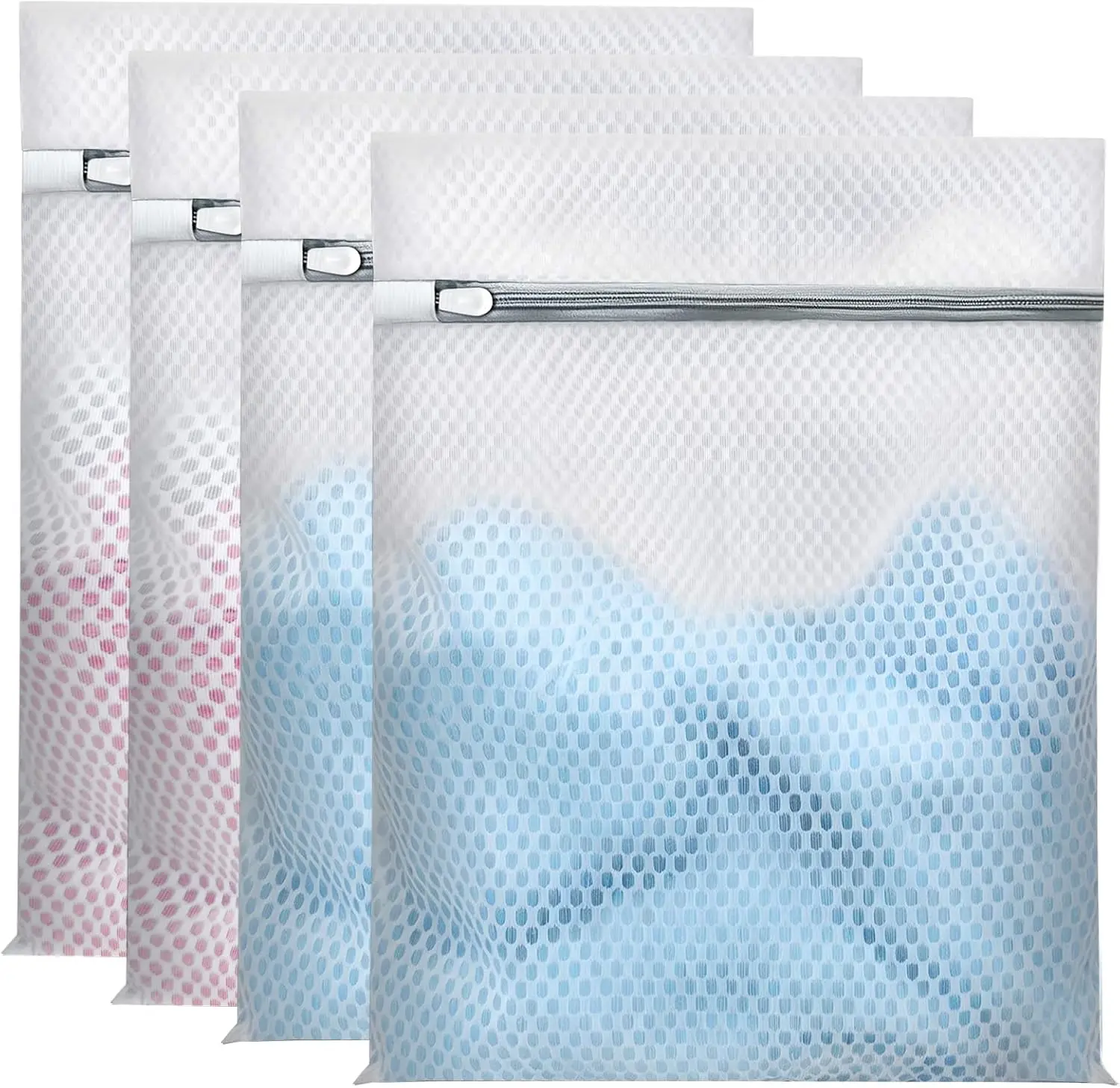 

Upgraded Honeycomb Mesh Laundry Bags for Delicates, Extra Durable with Sturdy Zippers, Protect Clothes, 4-Pack 12x16 in