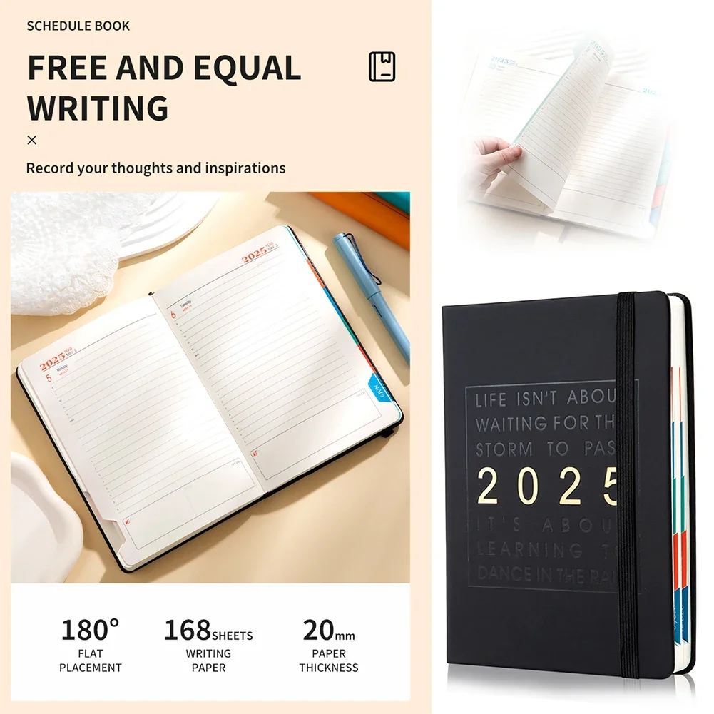 2025 كتاب الجدول الزمني الإنجليزي السنوي 365 يومًا مخطط دفتر إدارة الوقت المنظم التعلم اليومي مخطط الأهداف دليل الكفاءة